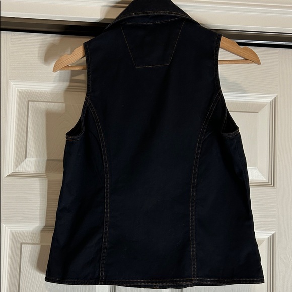 Harley-Davidson Black Denim Button-Up Vest Size Small - Picture 5 of 9